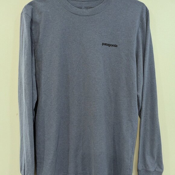 Patagonia Buffalo Bison Shirt Mens Medium Blue Long Sleeve Logo Responsibili Tee - Picture 4 of 4
